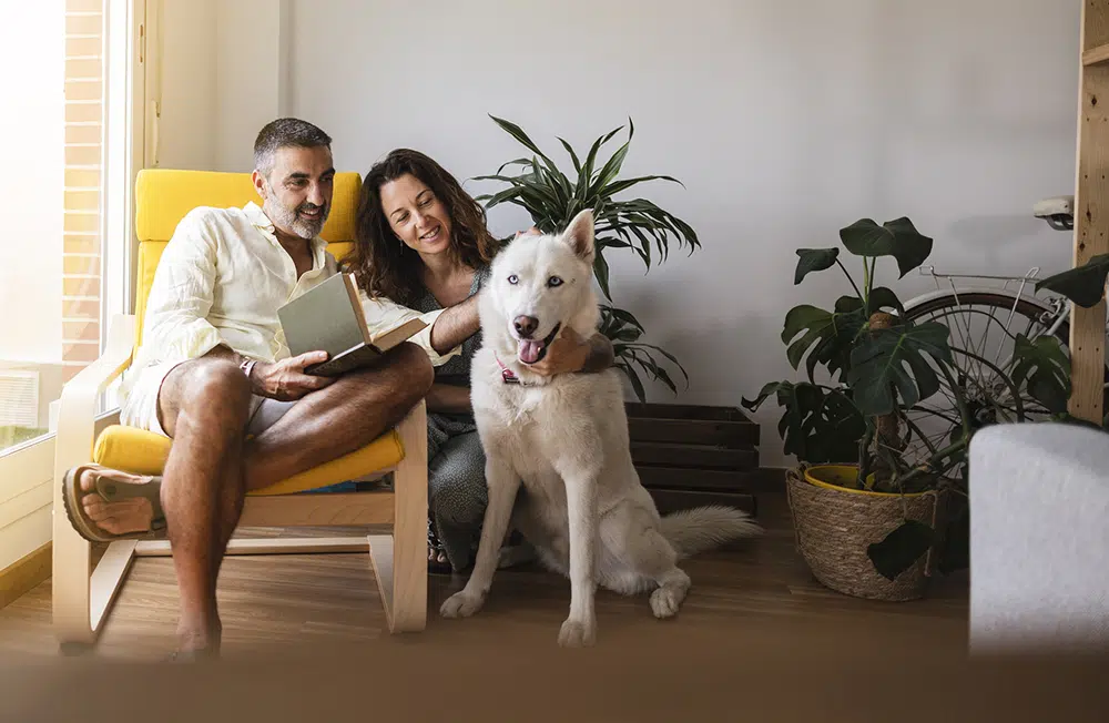 happy family with dog
